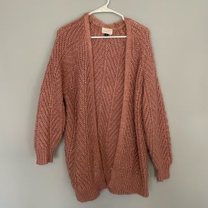 Mauve pink oversized fuzzy cardigan